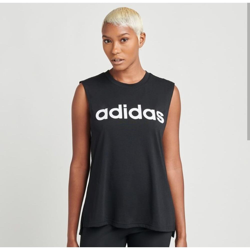 Adidas Lin Sol Black White Workout Athleisure Activewear Tank Size Medium
